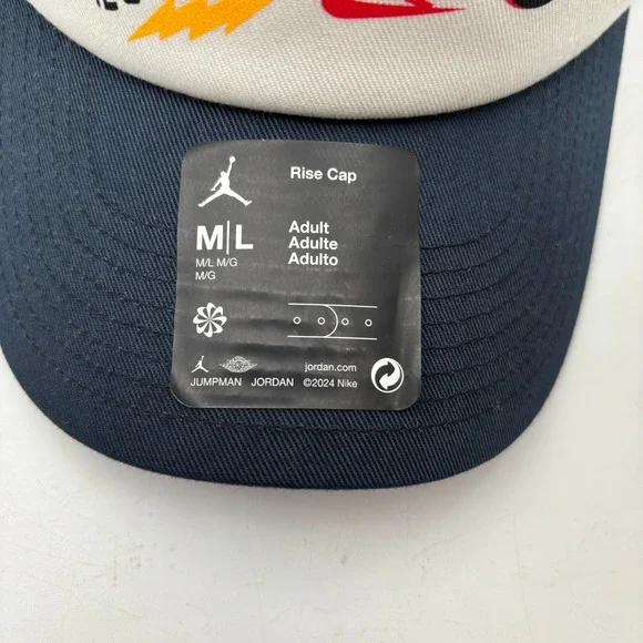 Nike Jordan Rise Cap Trucker Hat White Black Navy Mesh M L "Jammin Frequency" - Picture 8 of 10